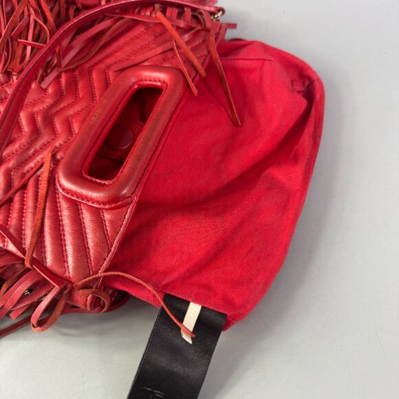 Maje Red Leather Fringe Handle Bag/Shoulder Bag - Picture 12 of 15
